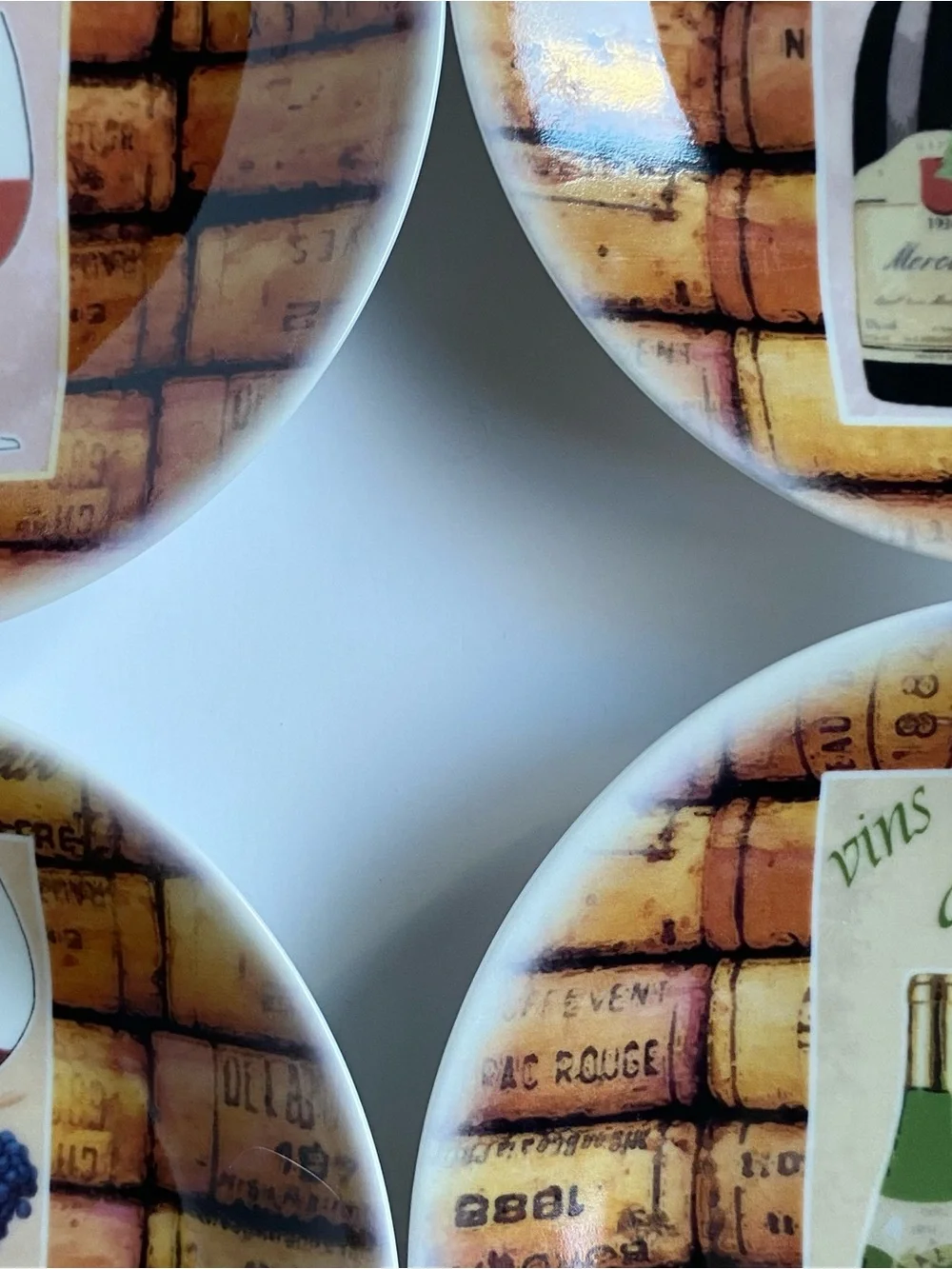 6 Canape Plates by Philippe Deshoulieres Wine & Corks France Vintage EUC Grapes